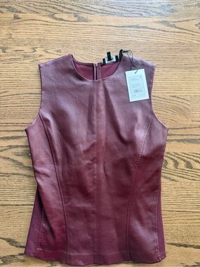 Theory Deep Mulberry Leather Shell Top